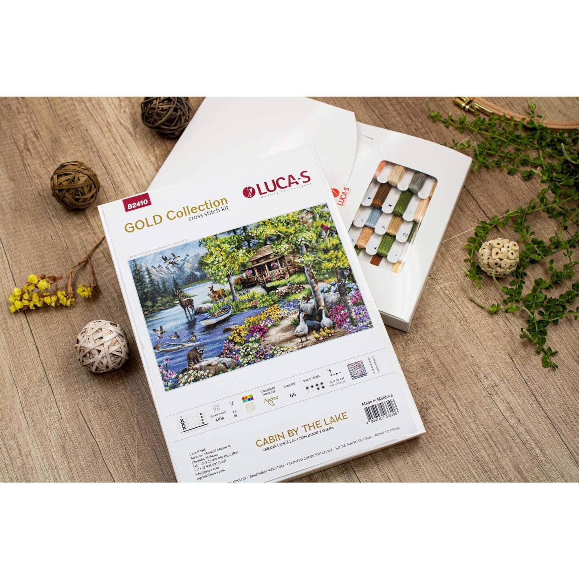 Luca-S Cabin By The Lake Counted Cross-Stitch Kit